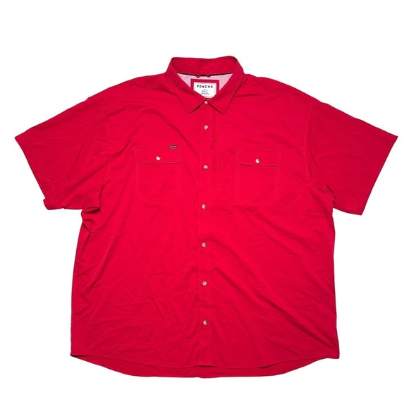 Poncho The Original Fishing Shirt Mens 3XL Red Long Sleeve Vented Regular Fit